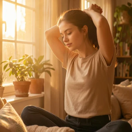 Signs of vitamin D deficiency shown through tired woman in sunlight