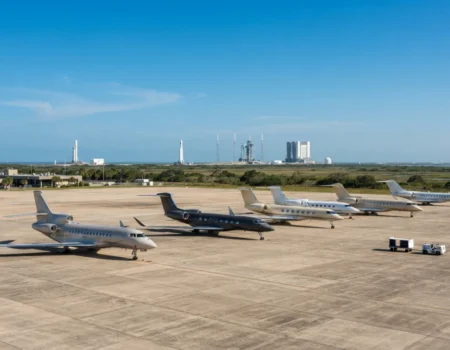 Private jets parked near Texas airport showing SpaceX and AI startup private jet demand