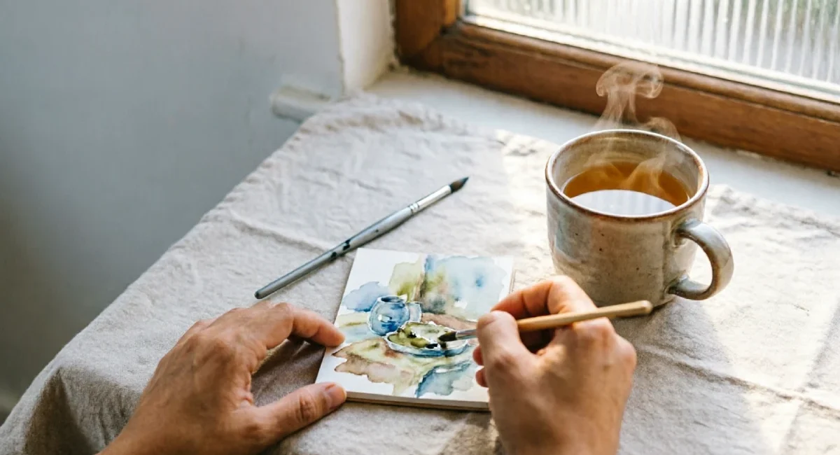 stop monetizing your hobbies — person painting calmly for fun