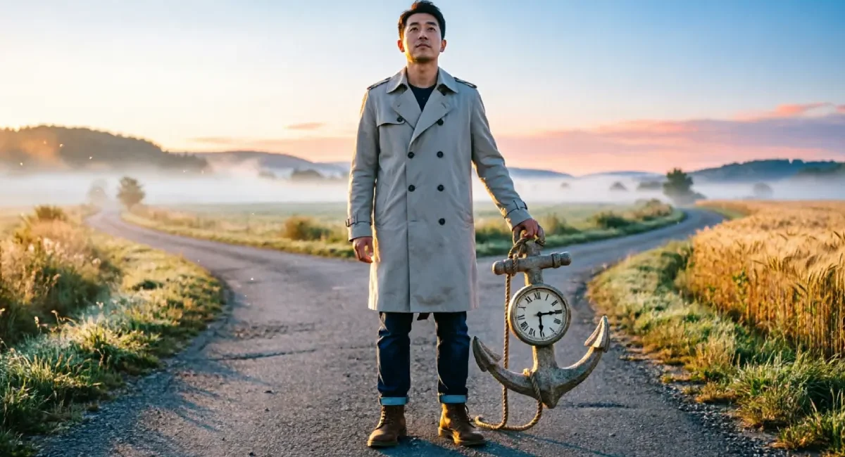 Person releasing anchor symbolizing sunk cost fallacy habits