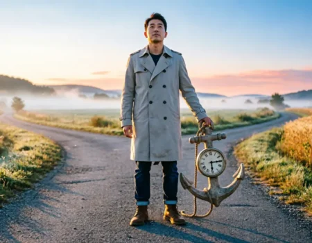 Person releasing anchor symbolizing sunk cost fallacy habits
