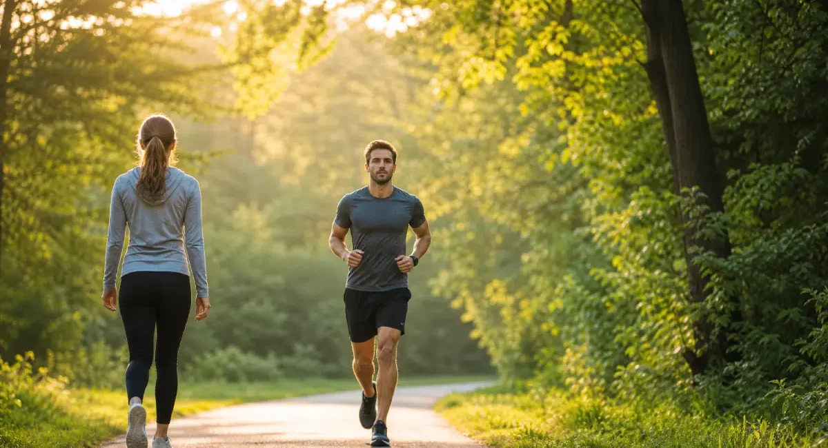 walking vs running benefits comparison on outdoor trail