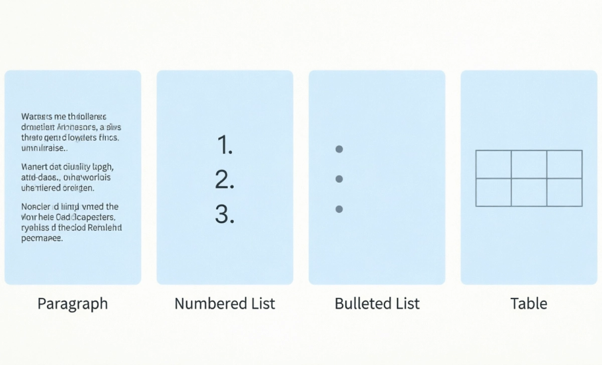 what is a featured snippet types paragraph list table comparison