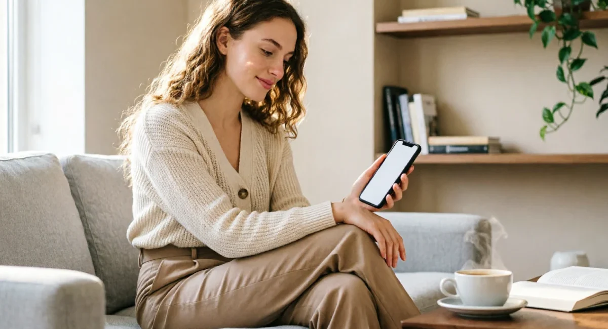Person organizing apps on a smartphone to declutter digital space