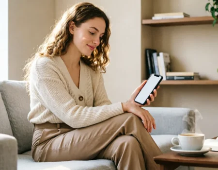 Person organizing apps on a smartphone to declutter digital space