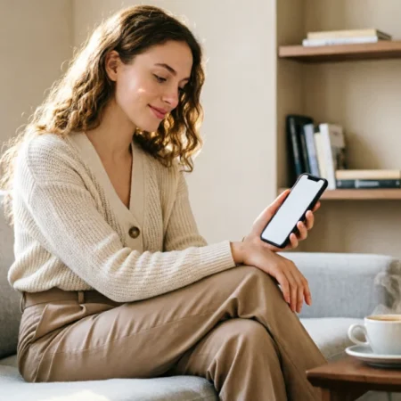 Person organizing apps on a smartphone to declutter digital space