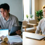 Why multitasking reduces work productivity — split image showing scattered vs focused work